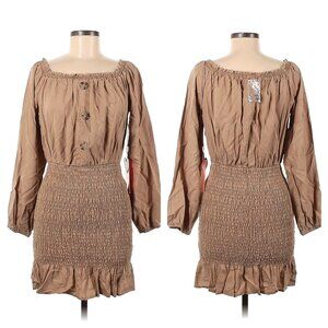 NEW C'est Toi Women's Brown Boho Bohemian Peasant Dress Size Small Style DR1034